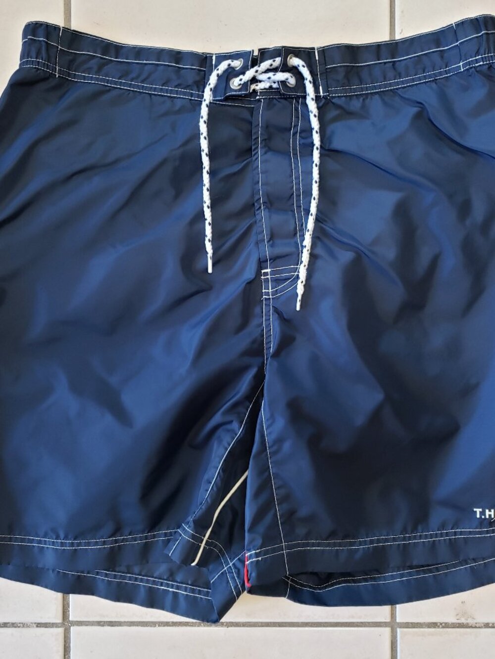 Vintage Tommy Hilfiger Nylon Swim Trunks/Shorts, Navy Blue, XL